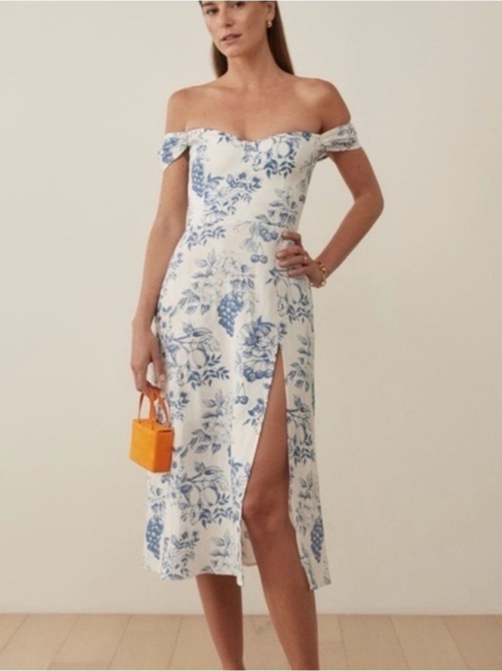 Reformation Bridgton Floral-Print Linen Midi Dress